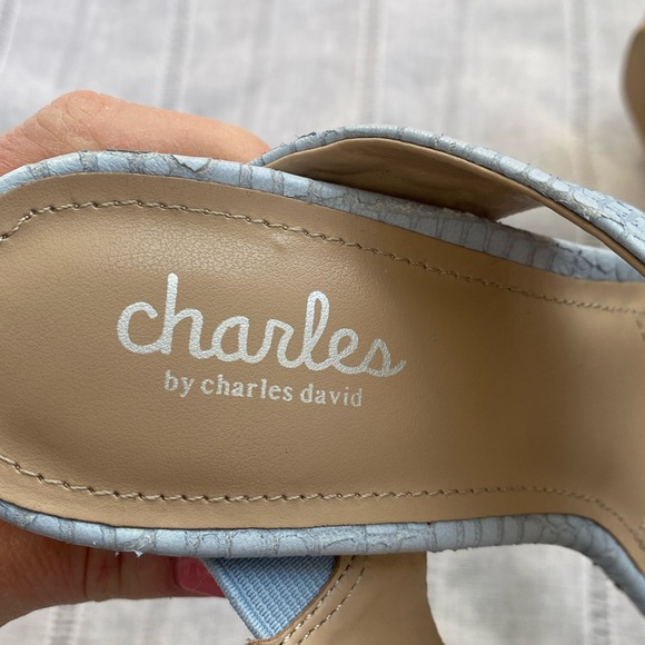 Charles by Charles David block heel sandal in pastel blue. - Picture 8 of 12